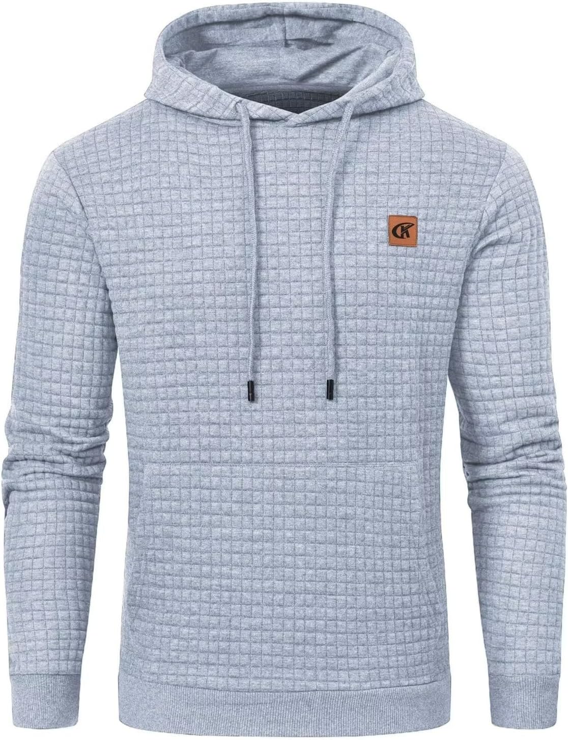 Yundobop Men's Pullover Hoodies Plaid Jacquard Long Sleeve Drawstring Hipster Ca...