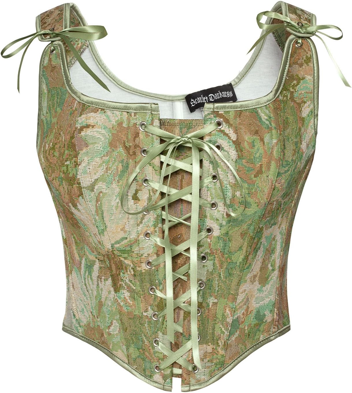 Scarlet Darkness Corset Tops for Women Renaissance Lace Up Floral Overbust Boned...