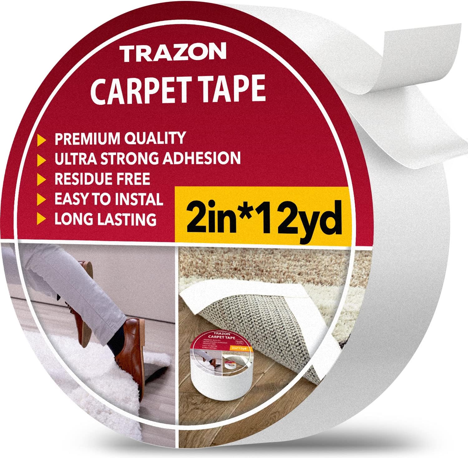 Carpet Tape Double Sided - Rug Tape Grippers for Hardwood Floors and Area Rugs -...