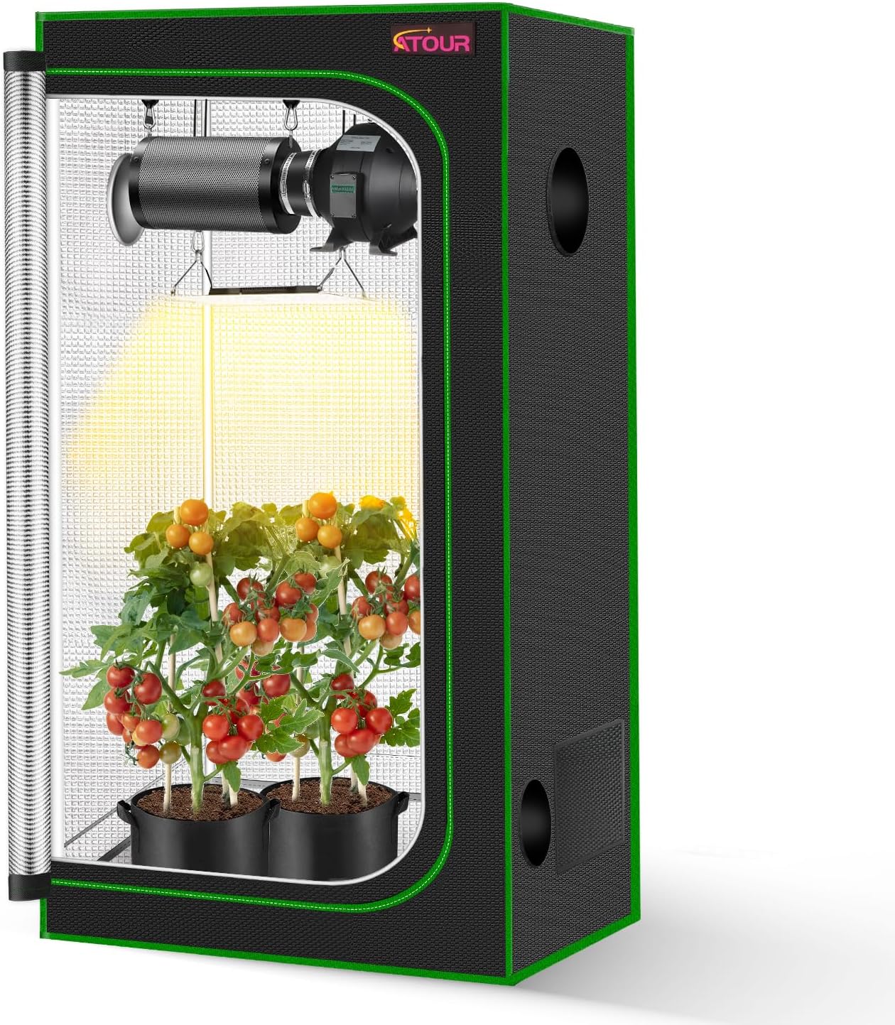 ATOUR 18"X18"X48" Grow Tent, High Reflectivity Mylar Indoor Grow Tent with Obser...