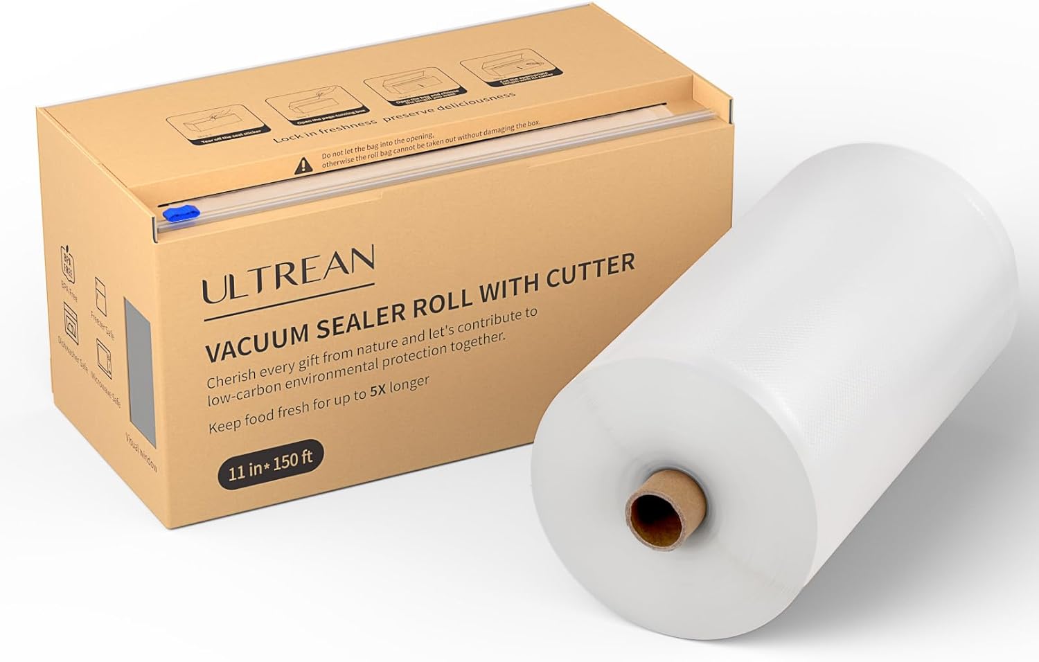 Ultrean 11" x 150' Vacuum Seal Roll Keeper with Cutter, Commercial Grade Vacuum...