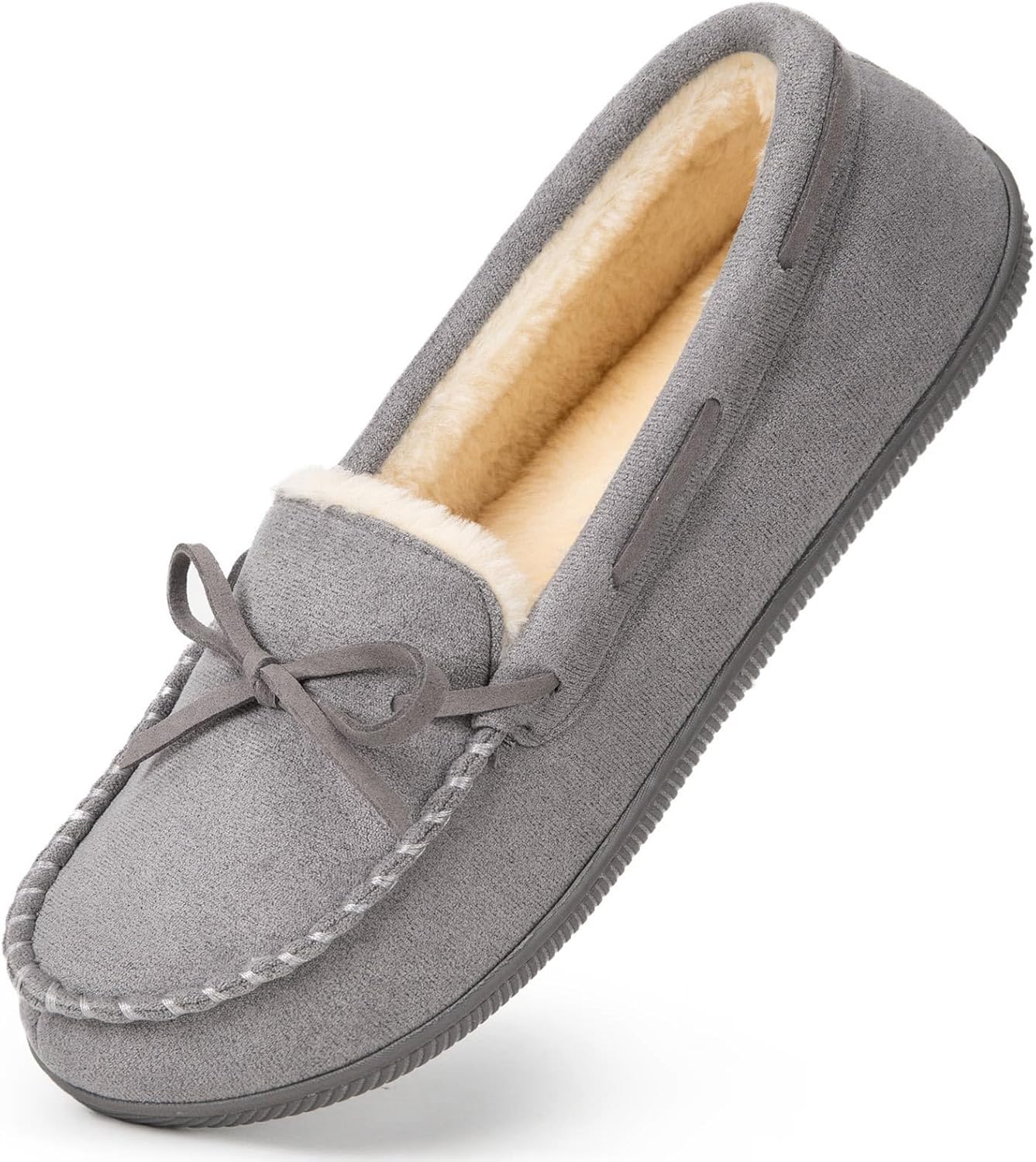 HomeTop Women's Moccasin Slippers Comfy Warm Fluffy Memory Foam Non-Slip Indoor...