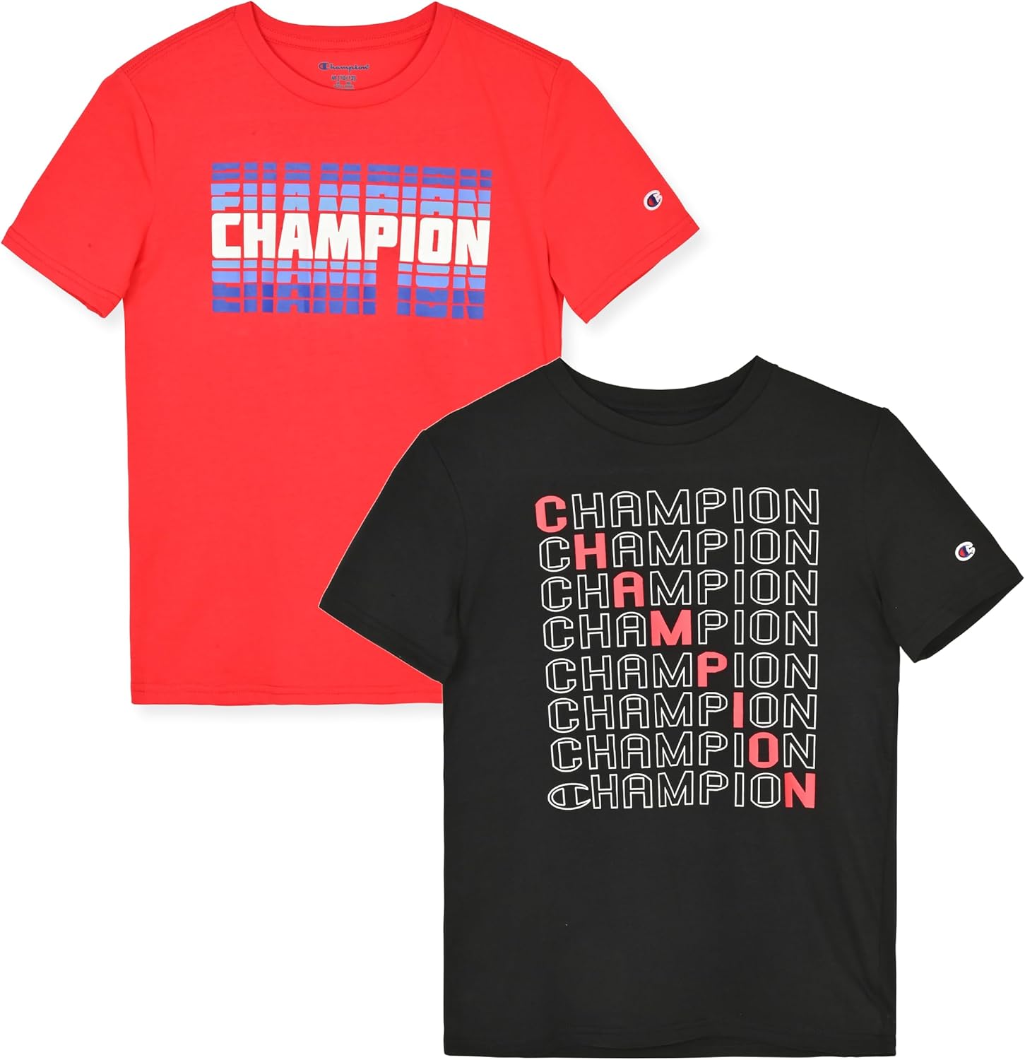 Champion Boys Tee Shirts 2 Pack Short Sleeve T-Shirts for Boys in Sizes 4-18 Lar...