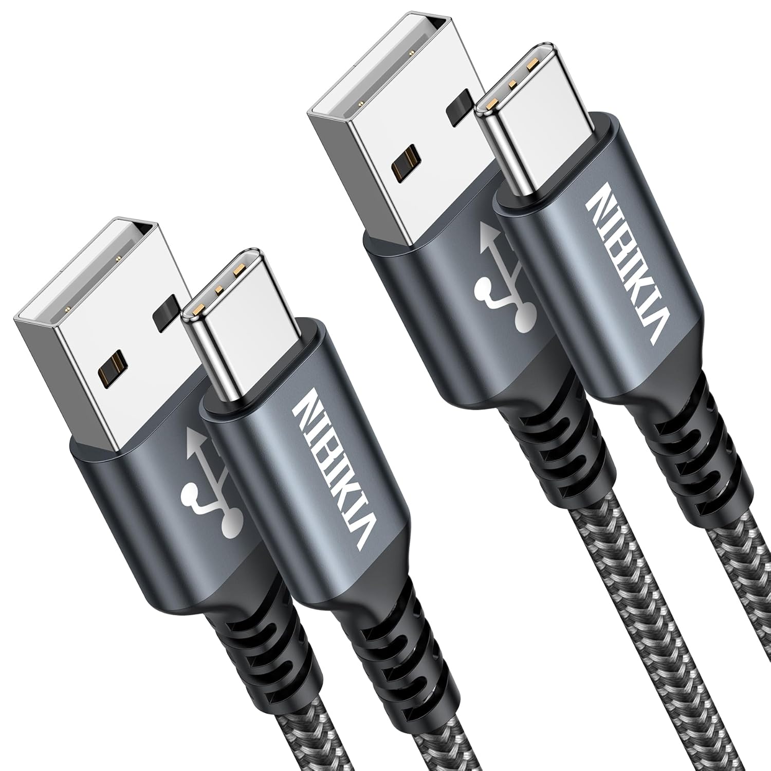 NIBIKIA USB C Charger Cable 2m 2Pack Type C Cable Fast Charging, Nylon Braided U...