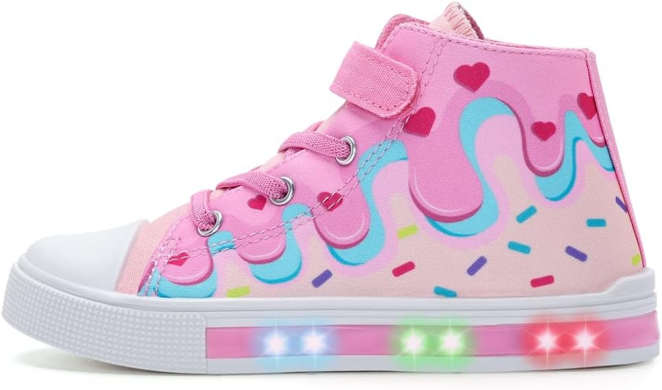 EUXTERPA Kids Light Up Trainers, Boys Girls High Top Pumps Flashing Sneakers Tod...
