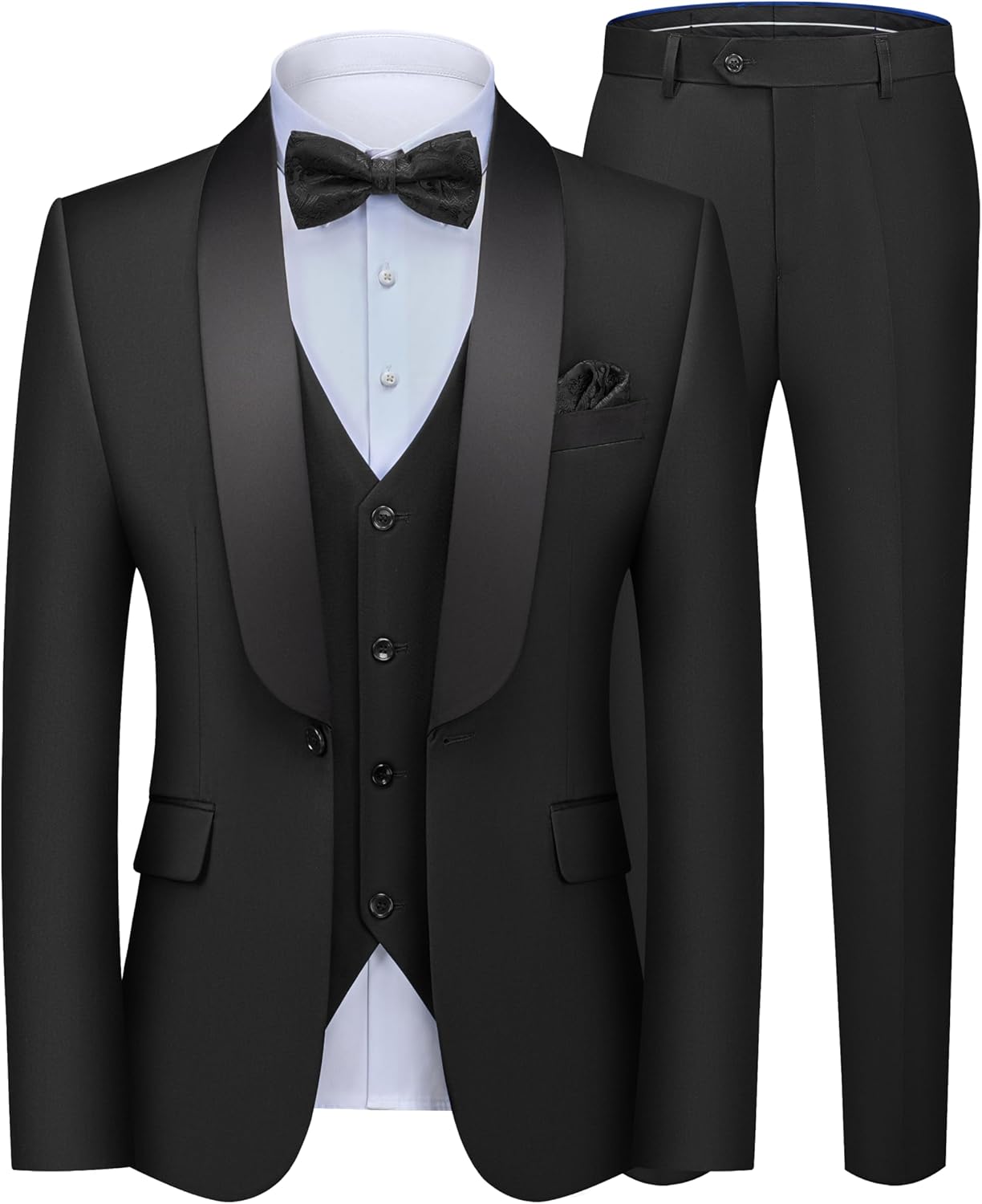 MAGE MALE Men's 3 Piece Suit Slim Fit Solid One Button Party Wedding Tuxedo Suit...