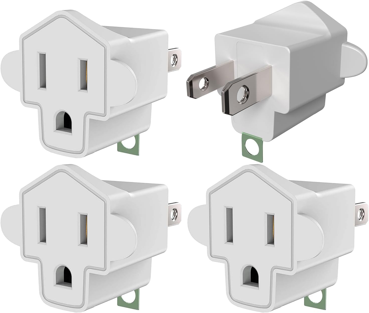 4 Pack ETL Listed Grounding Outlet Adapter, JACKYLED 3-2 Prong Adapter Converter...