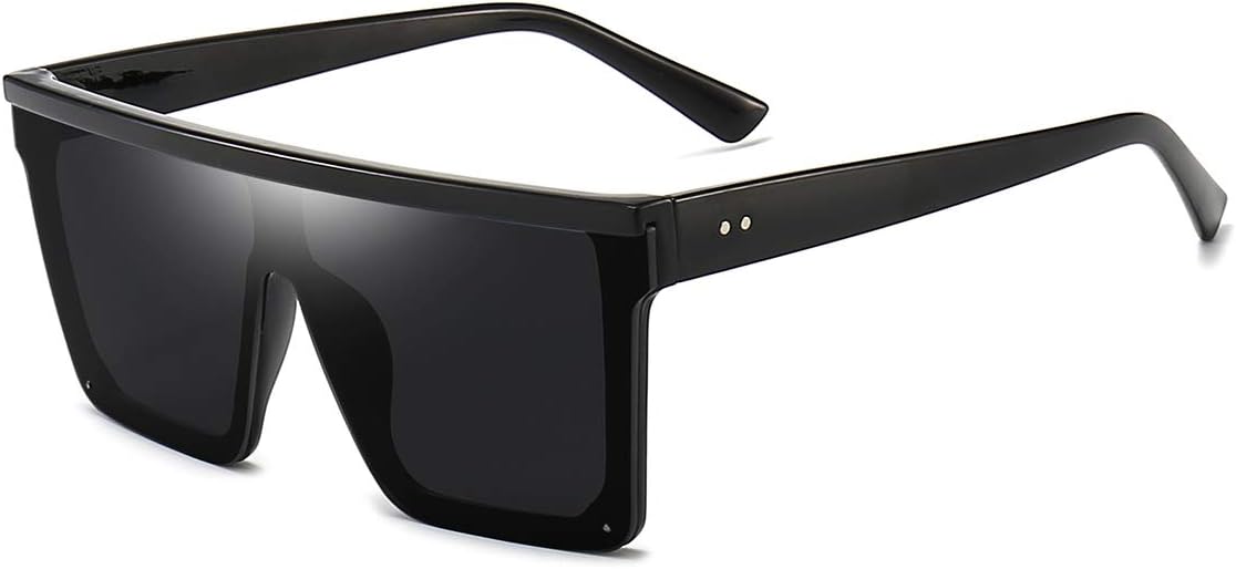 Dollger Square Oversized Sunglasses for Women Men Fashion Flat Top Big Black Fra...
