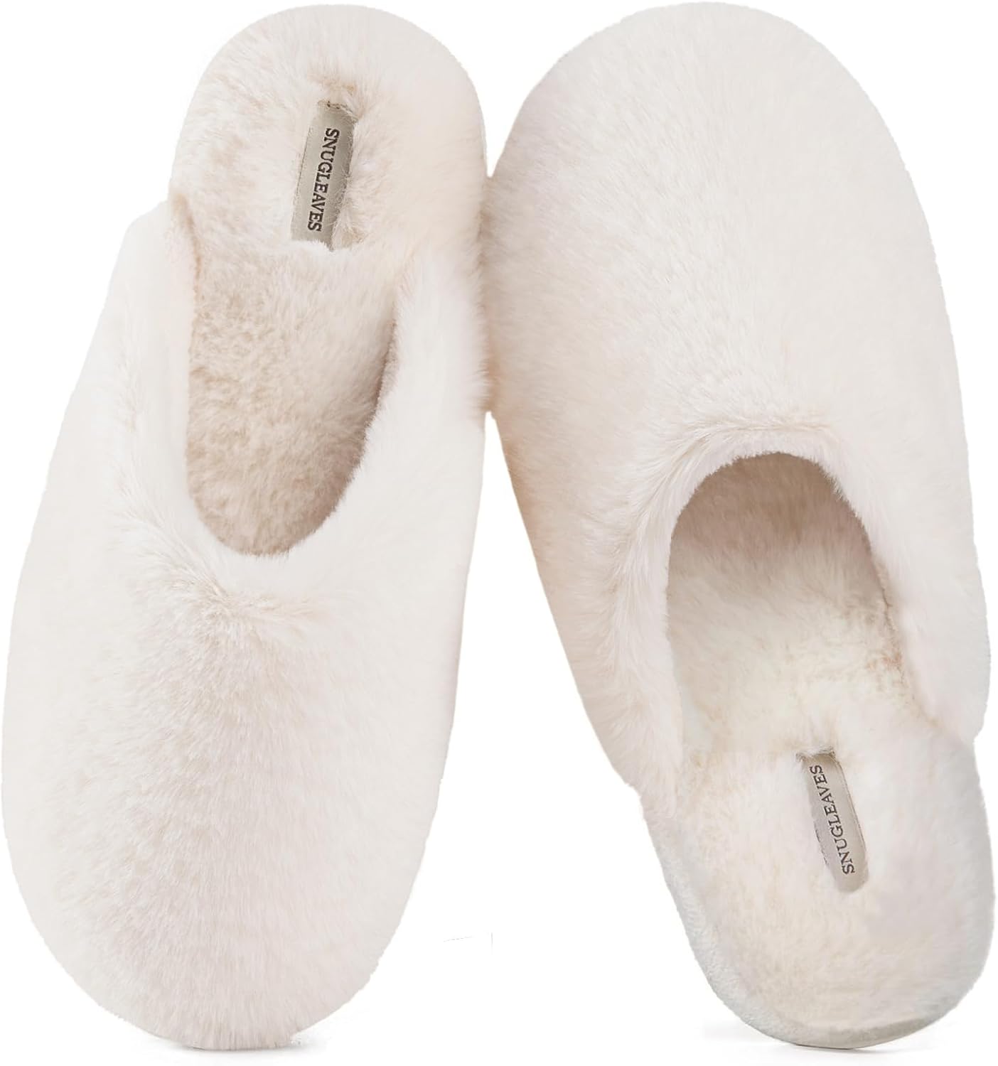Snug Leaves Women's Fuzzy Scuff Slippers Soft Comfy Memory Foam Non-slip Indoor...