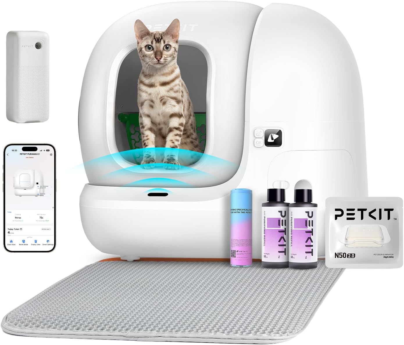 PETKIT PURA MAX 2 Self Cleaning Cat Litter Tray, 76L Extra Large Automatic Cat L...