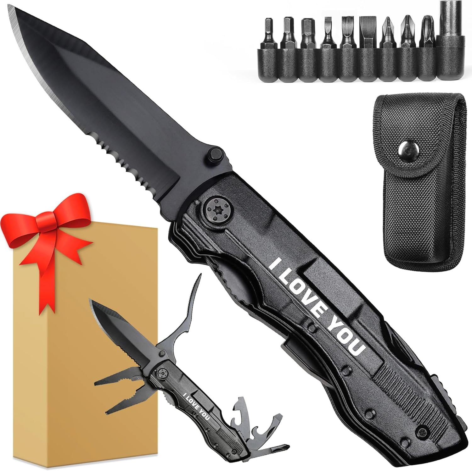 Gifts for Him Husband Boyfriend Men,Multitool Knife I LOVE YOU,Valentines Unique...