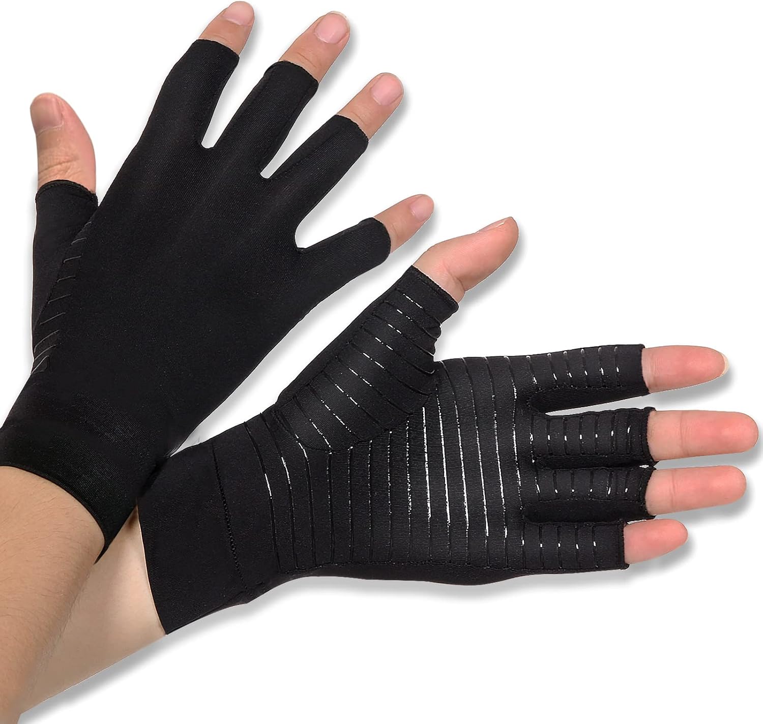 Donfri Copper infused Arthritis Gloves Fingerless Compression Gloves for Women M...