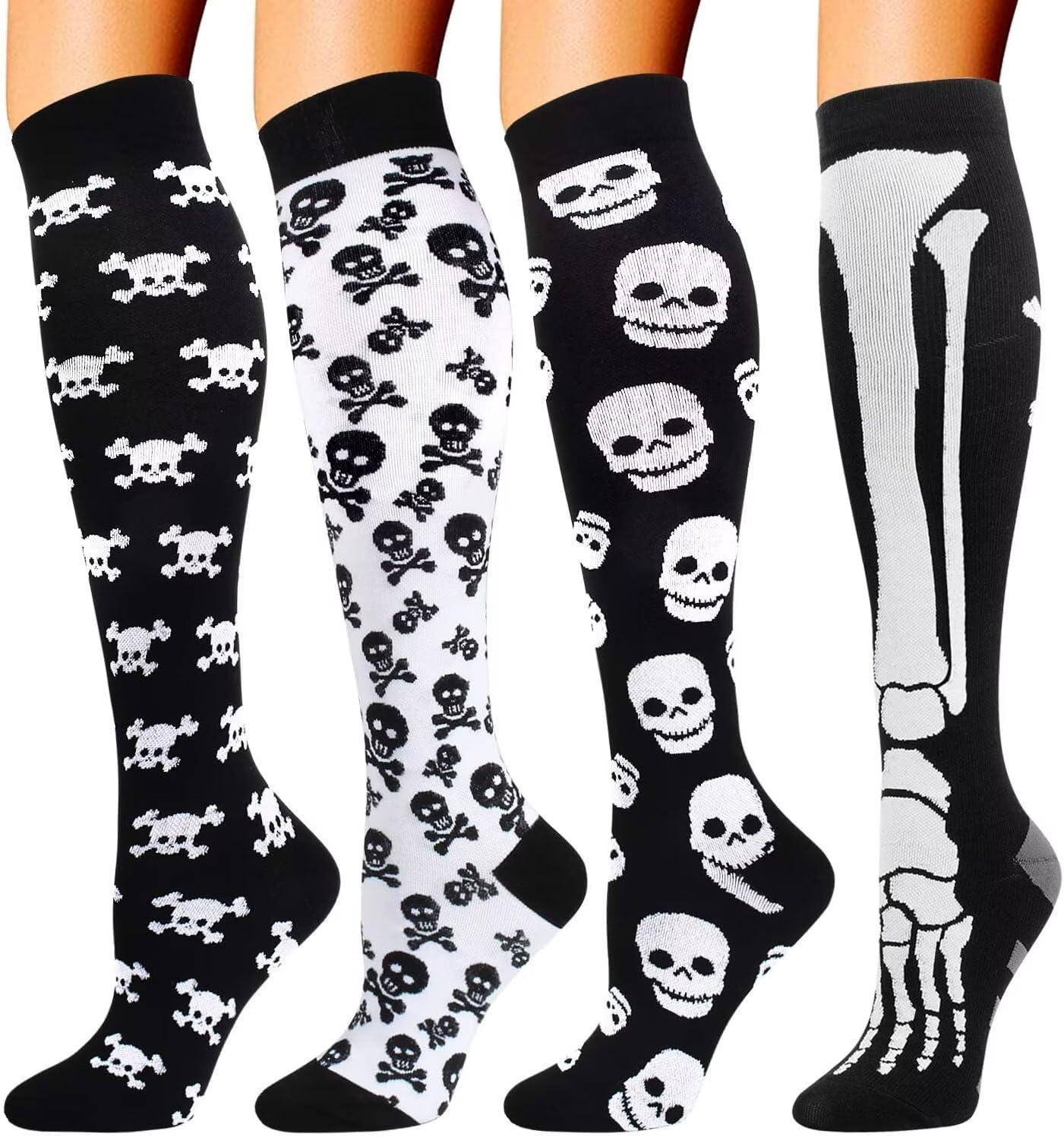 Double Couple 4 Pairs Compression Socks for Men and Women Compression Stockings...