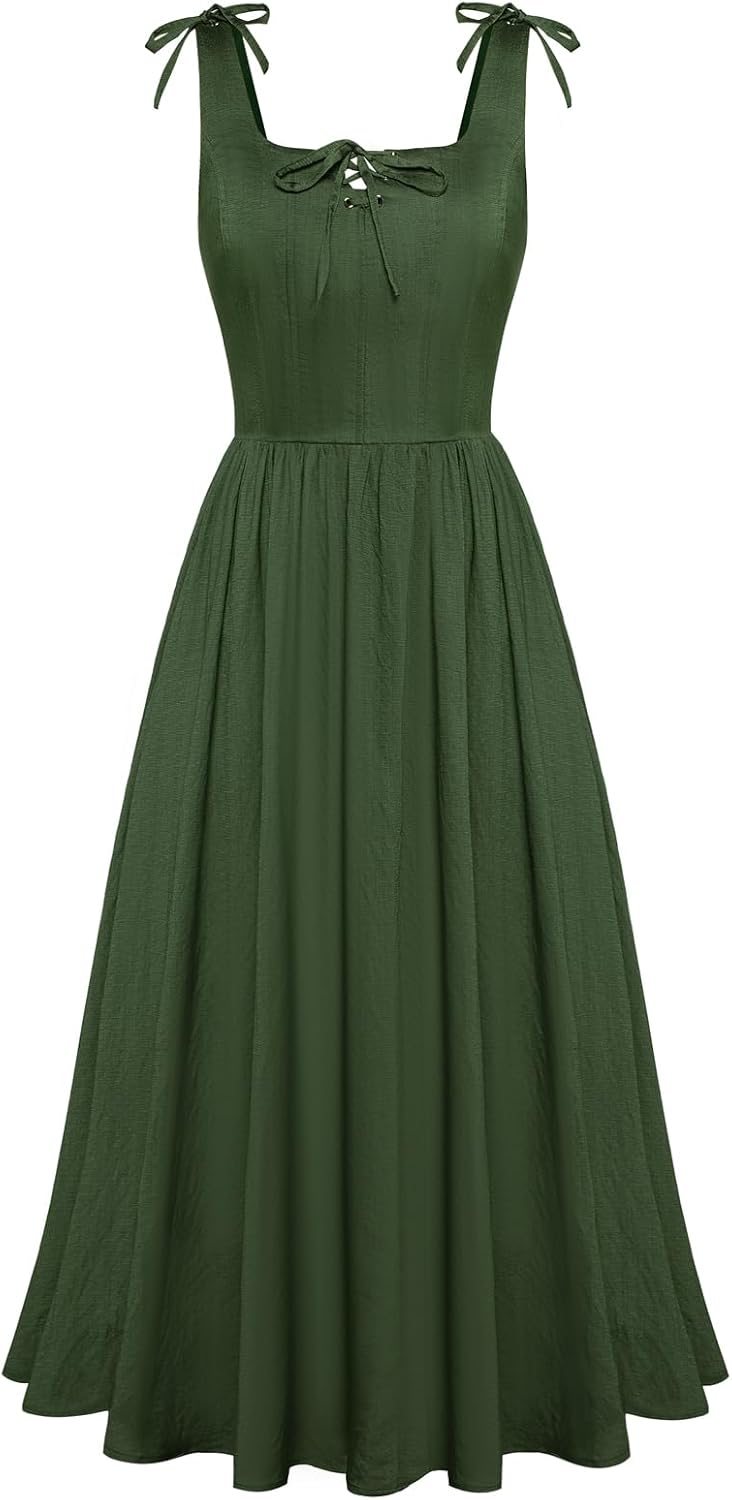 Scarlet Darkness Renaissance Dress for Women Medieval Square Neck Corset Dress C...