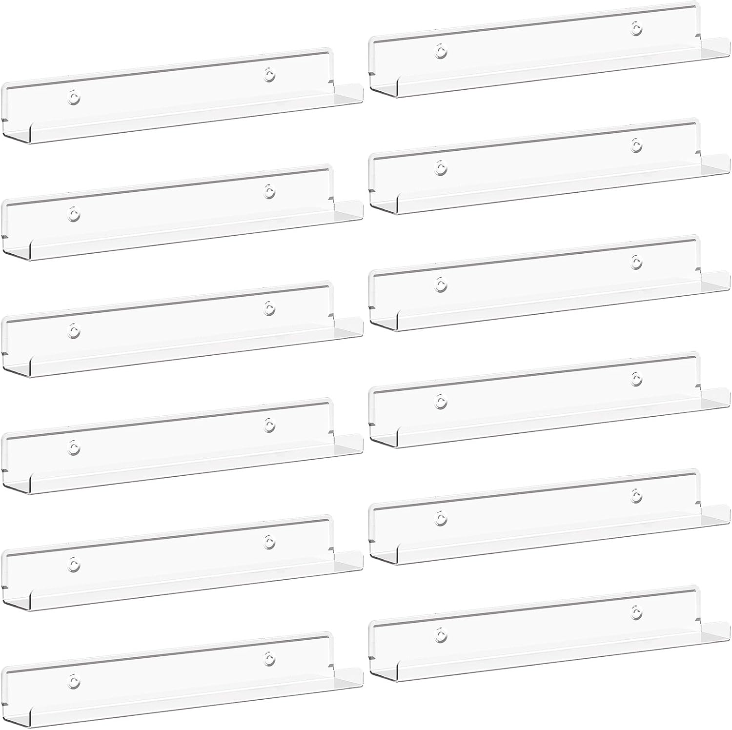 Lifewit Floating Shelves for Vinyl Record, 12 Pack 12" Clear Acrylic Wall Shelf...