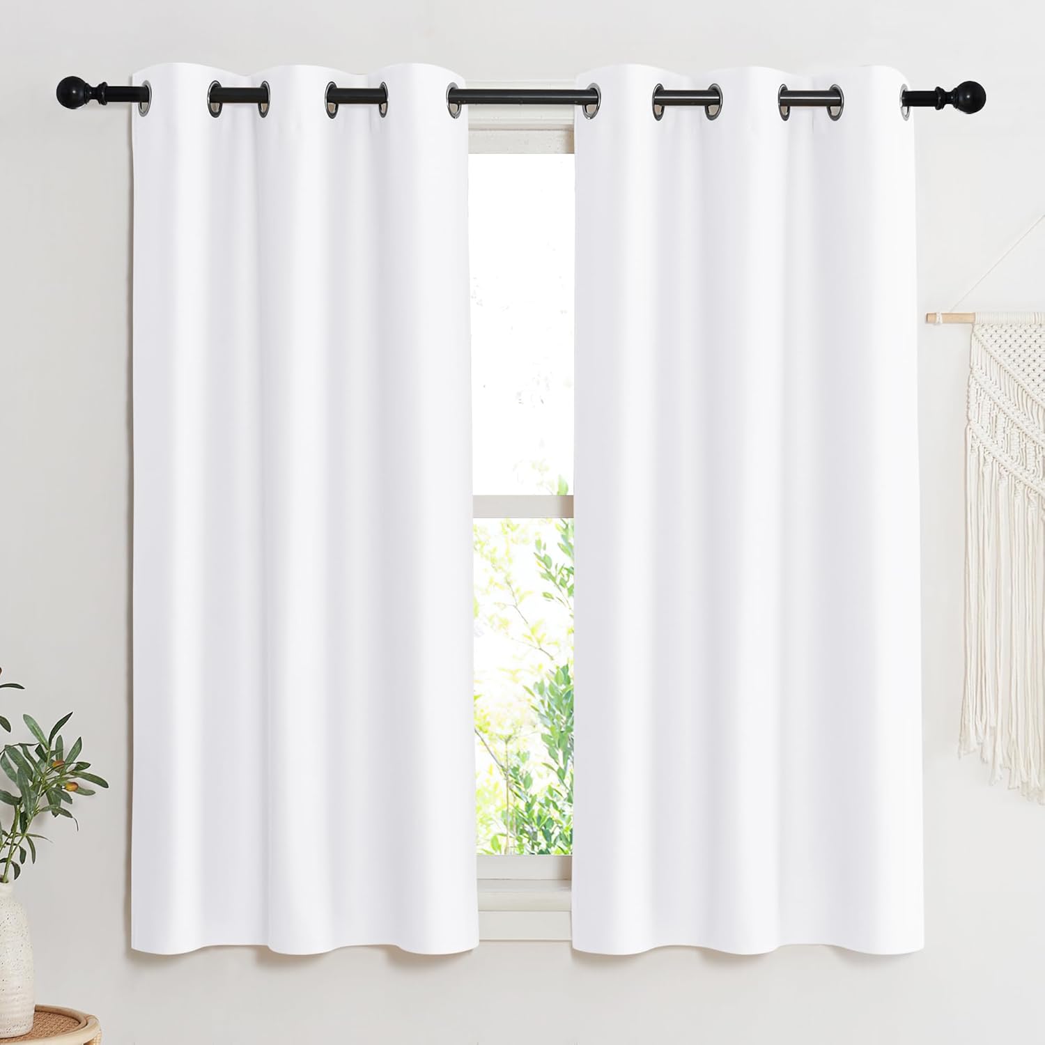 NICETOWN Room Darkening Window Treatment Curtain, Pure White, Single Panel, 42 b...