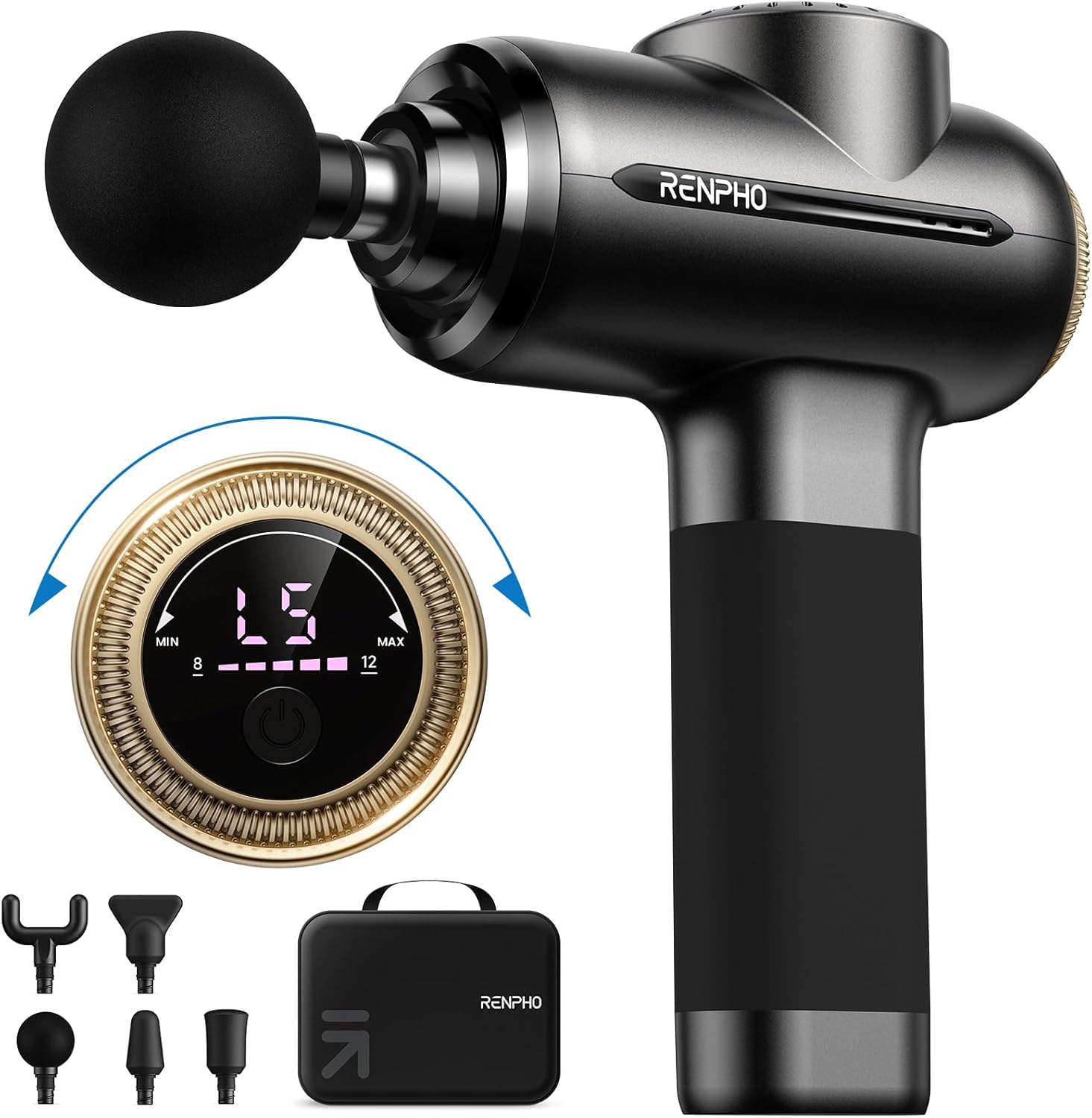 RENPHO Massage Gun Deep Tissue with 8-12mm Adjustable Amplitude Heavy-Duty, FSA...