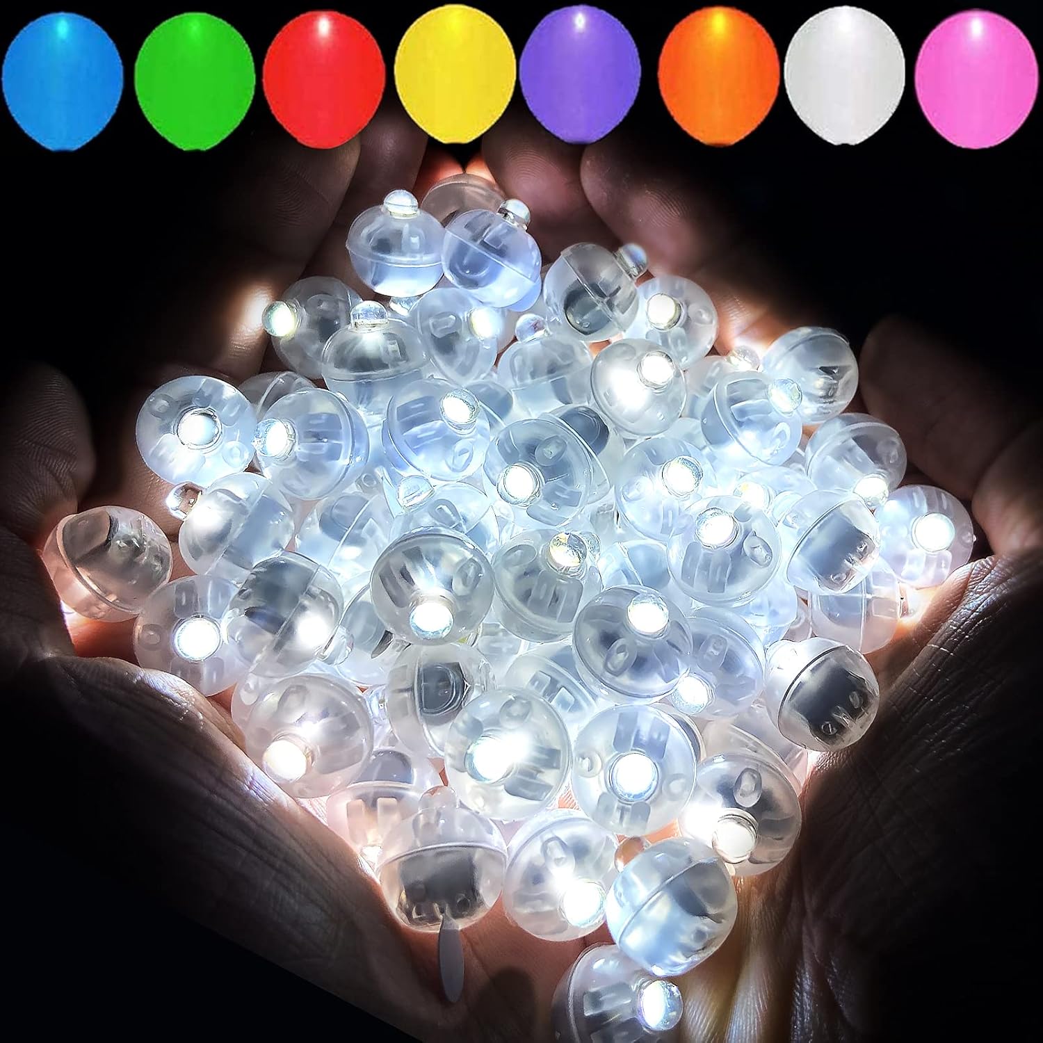 Aogist 100pcs White Balloon Lights,Long Standby Time Waterproof Mini Light,Batte...