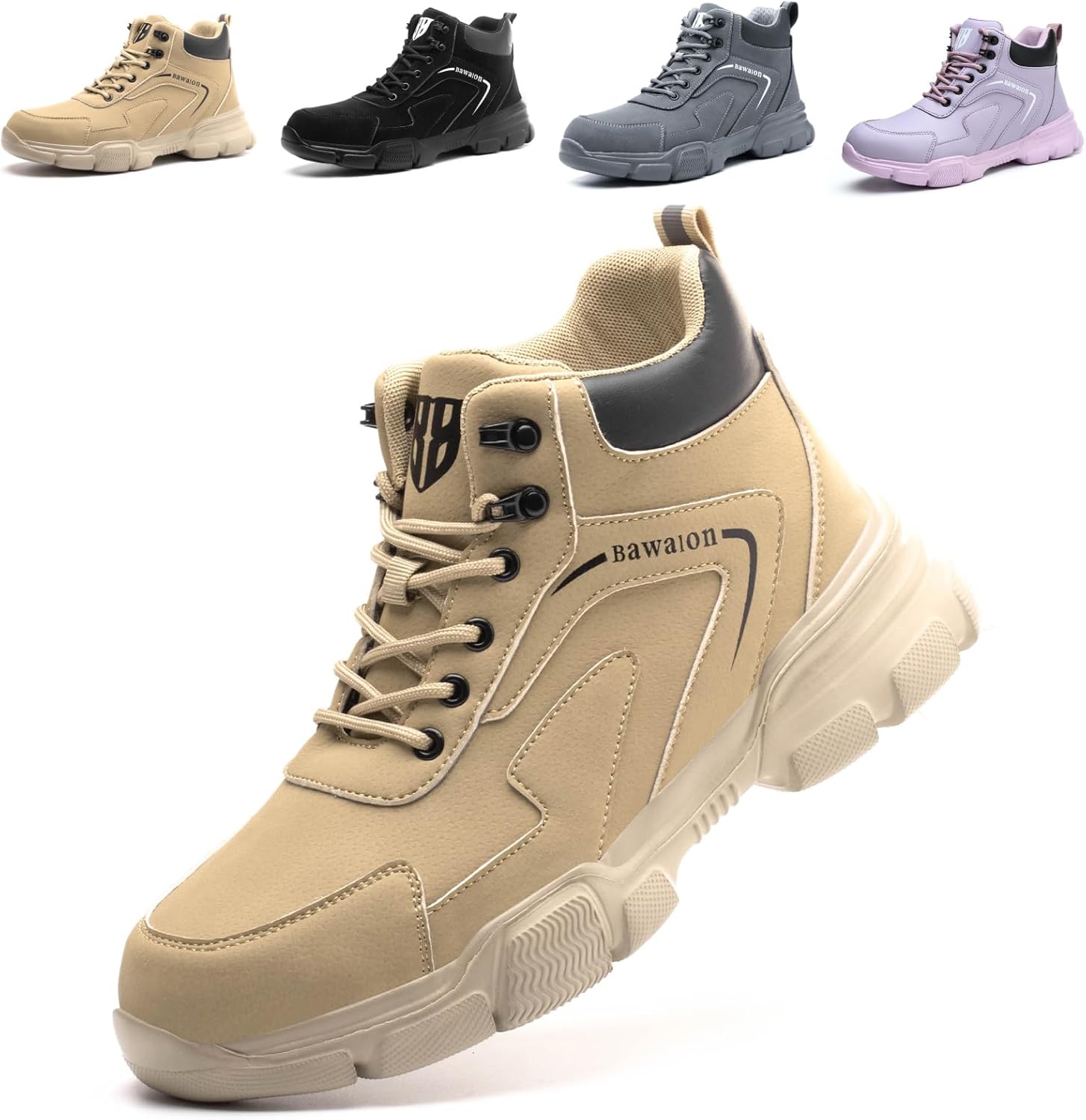 Bawalon Safety Boots Mens Womens Water Resistant Work Boots with Steel Cap Light...