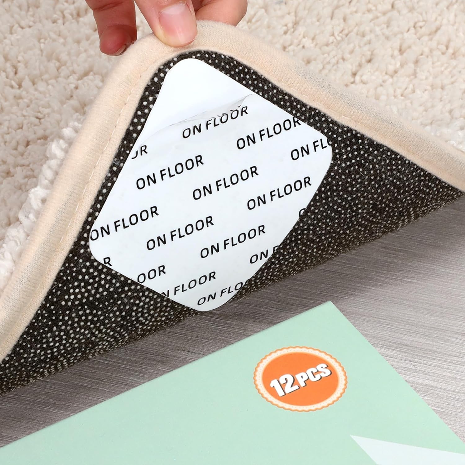 Home Techpro 12 PCS Rug Tape, Gripper for Rug for Hardwood Floors, Double Sided...