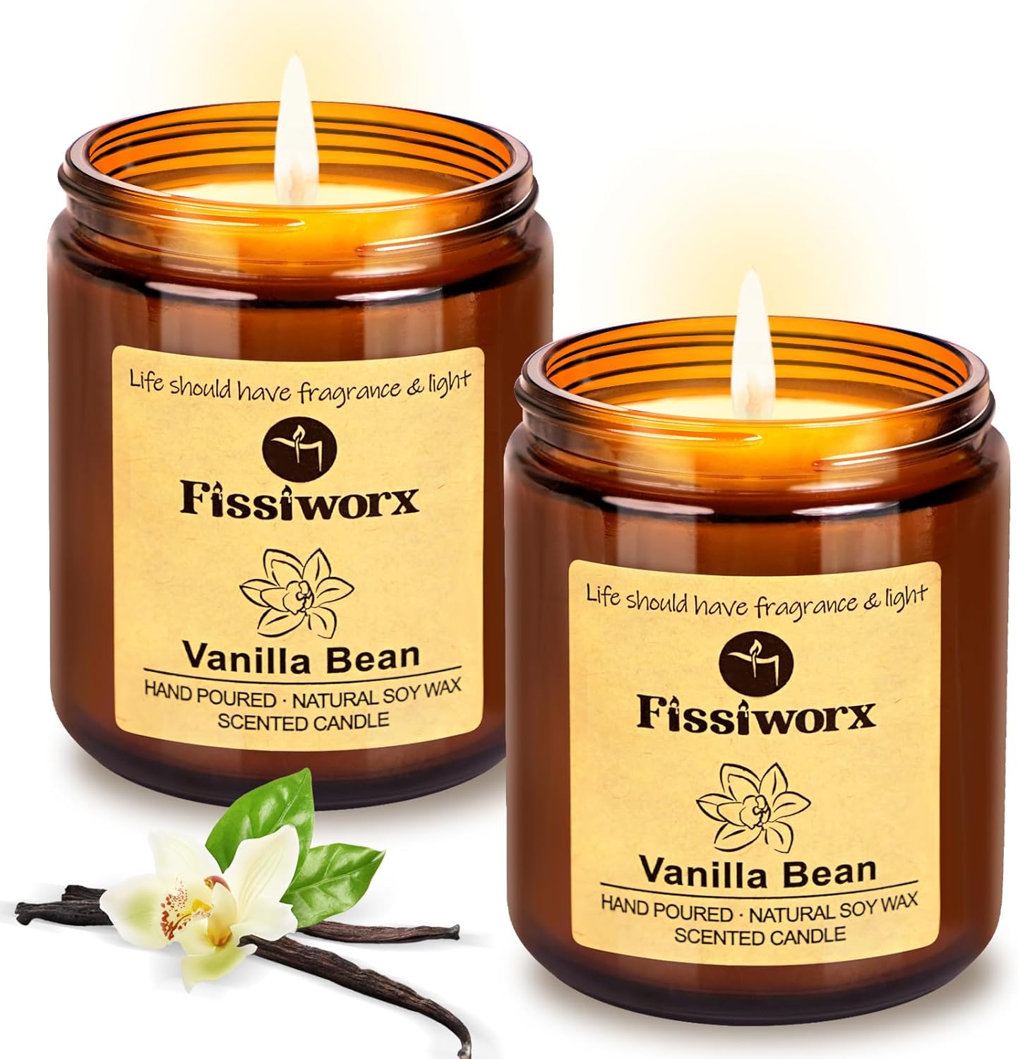 Vanilla Scented Candle Set 2 Pack, Candle for Home Scented, Odor Eliminating, St...
