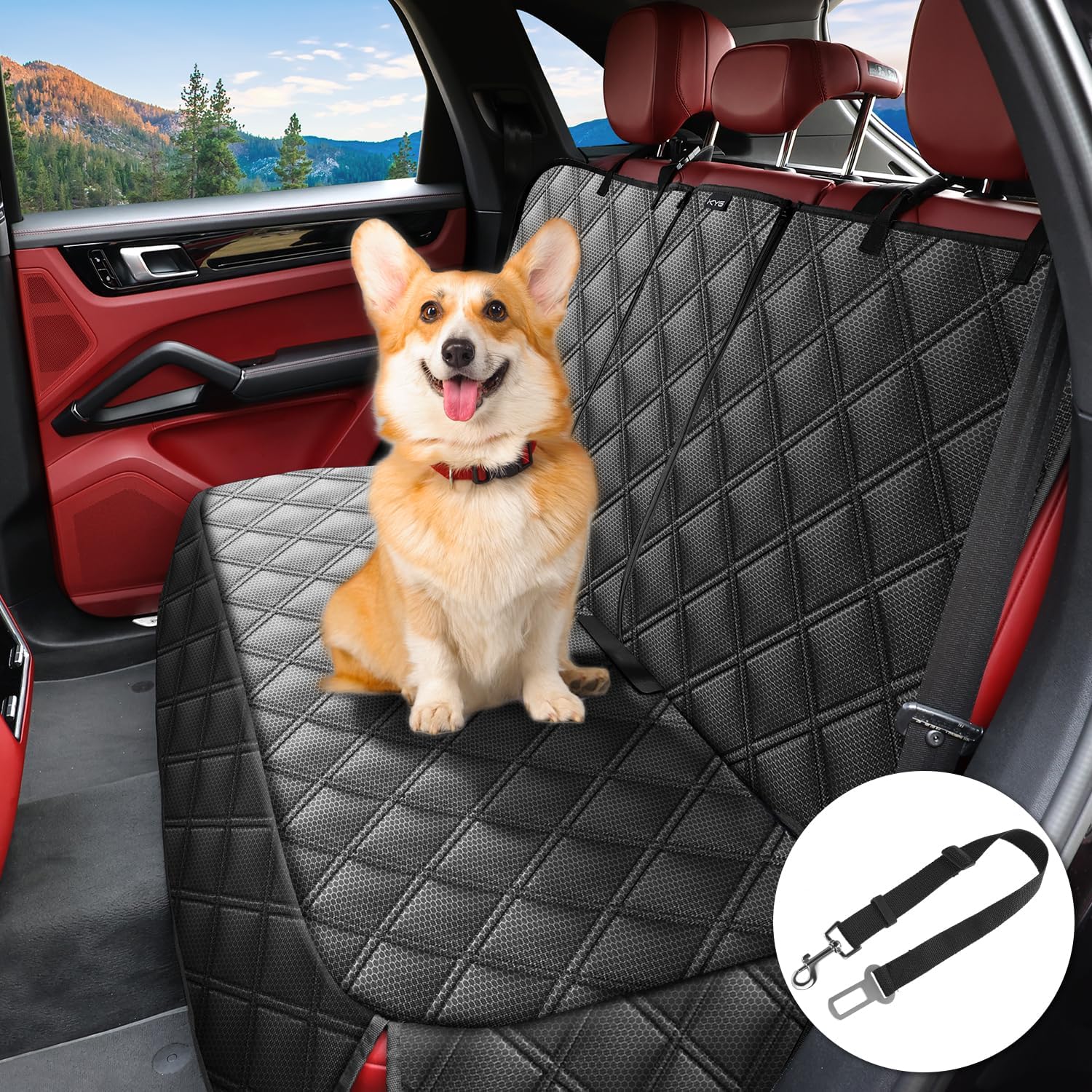 KYG Dog Car Seat Cover Premium Nonslip Back Seat Cover for Dogs Scratch Proof Wa...