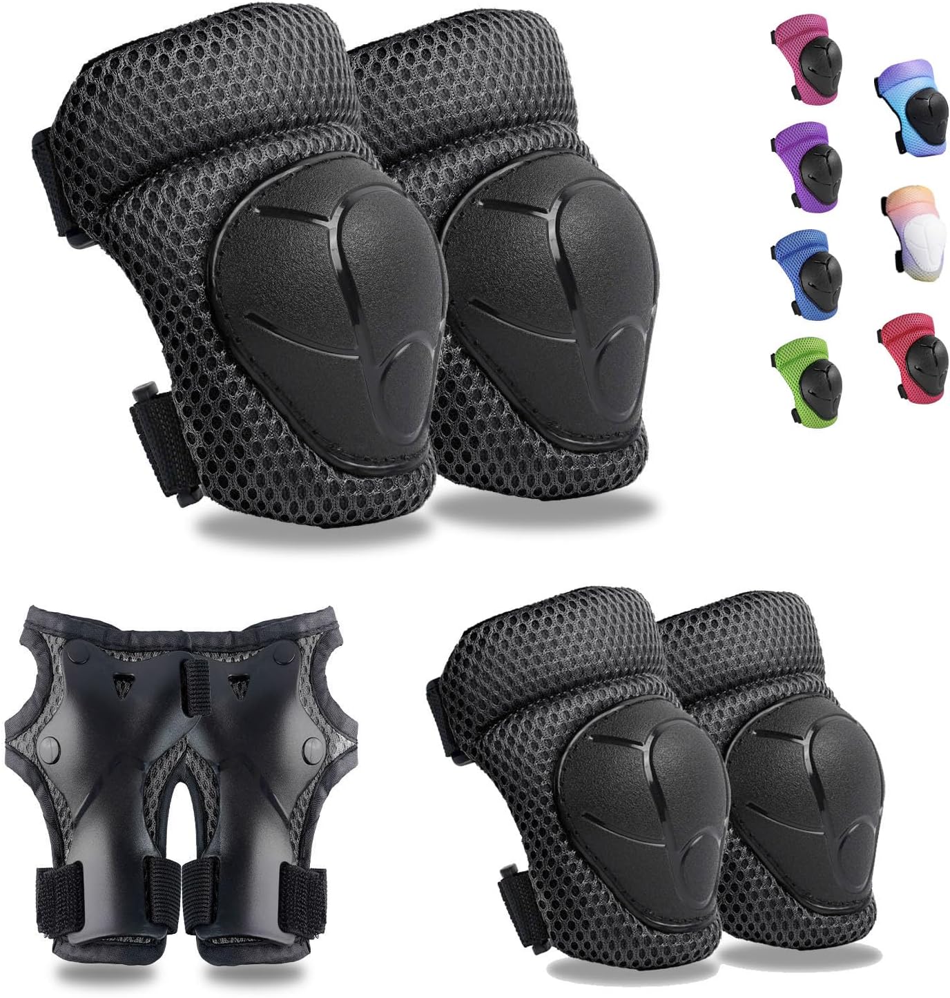 GEQID Kids Knee Pads Elbow Pads Wrist Guards Set ,Protective Gear for 4-6-12 Boy...