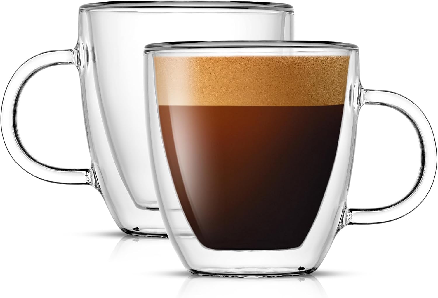 JoyJolt Savor Double Wall Insulated Glasses Espresso Mugs (Set of 2) - 5.4-Ounce...