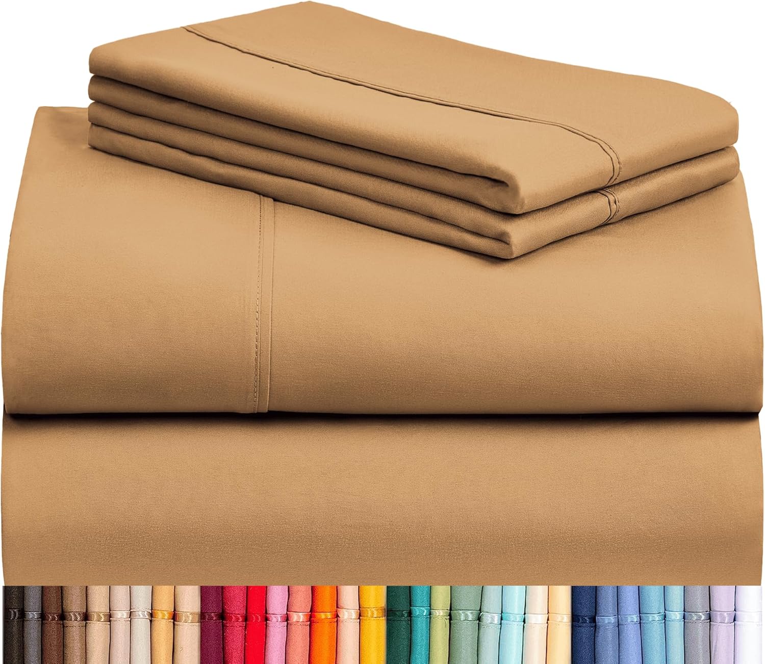 LuxClub 4 PC Queen Sheet Set, Breathable Luxury Bed Sheets, Deep Pockets 18" Wri...