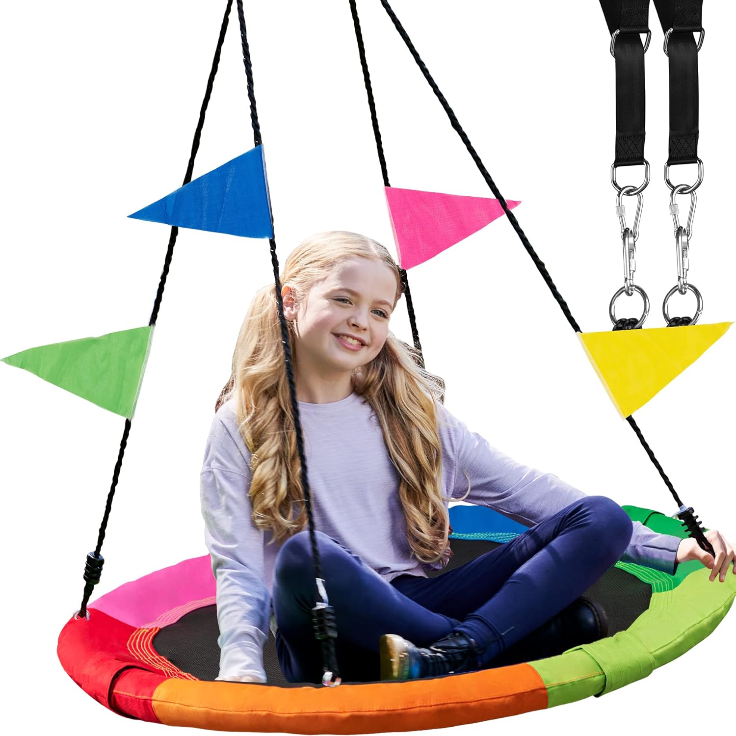 PlayVibe Tree Swing – 40 Inch Saucer Swing for Kids Outdoor – Round Disc Hanger...