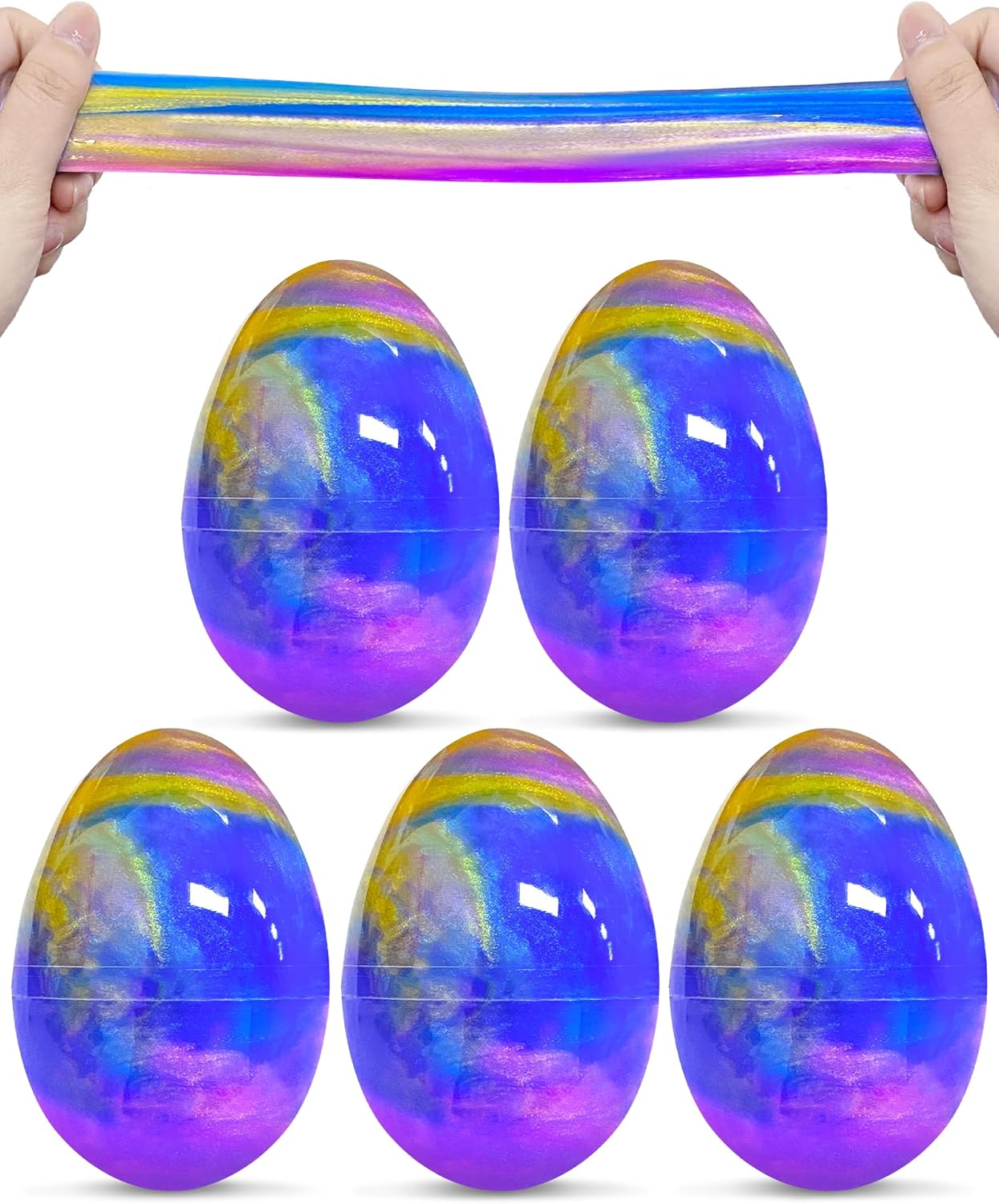Greingways 5 Pack Prefilled Easter Eggs Galaxy Slime Toys, Teens Easter Basket S...