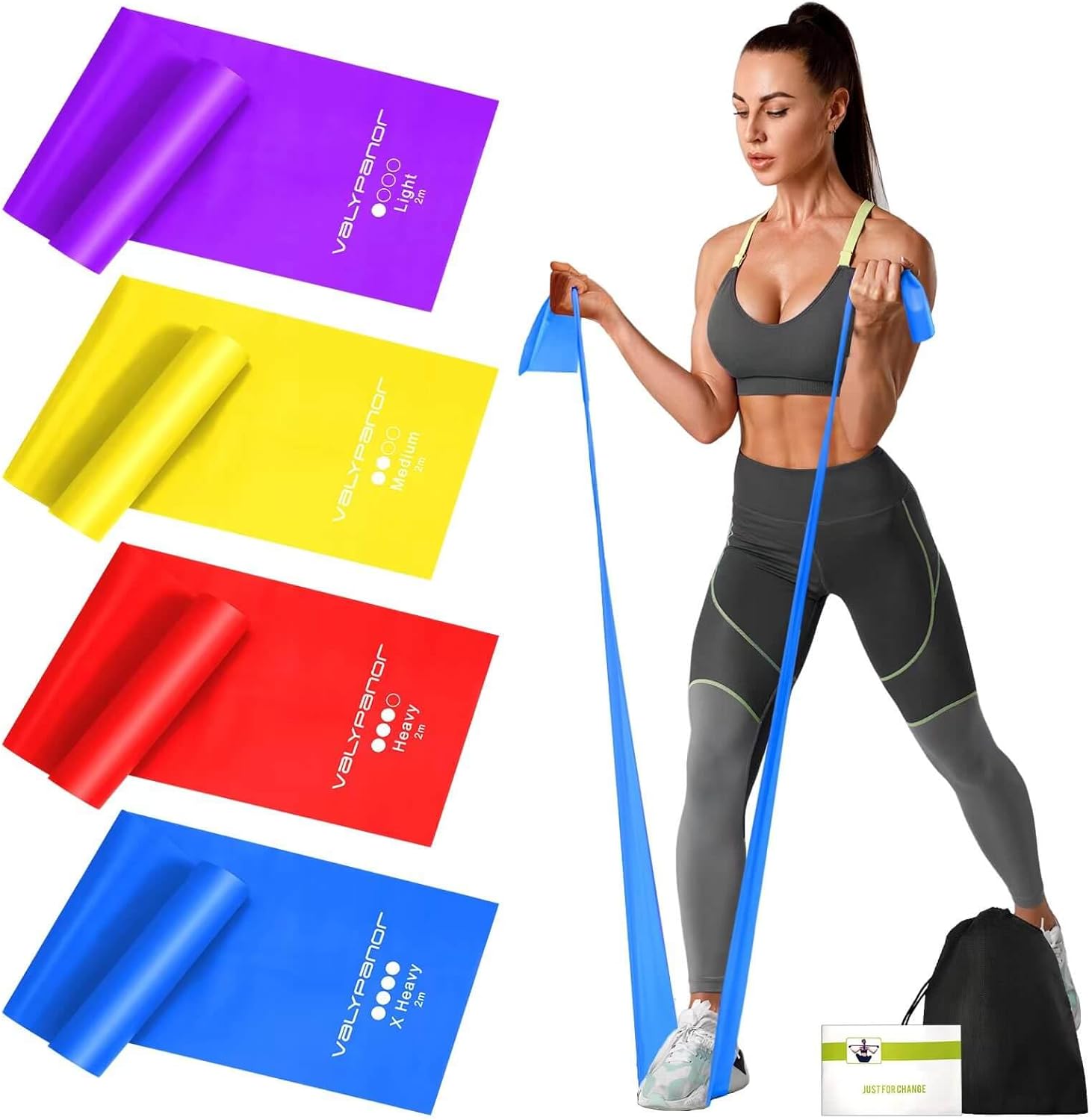 VALYPANOR Resistance Bands 2 m Fitness Bands Set of 4 Exercise Bands with 4 Resi...