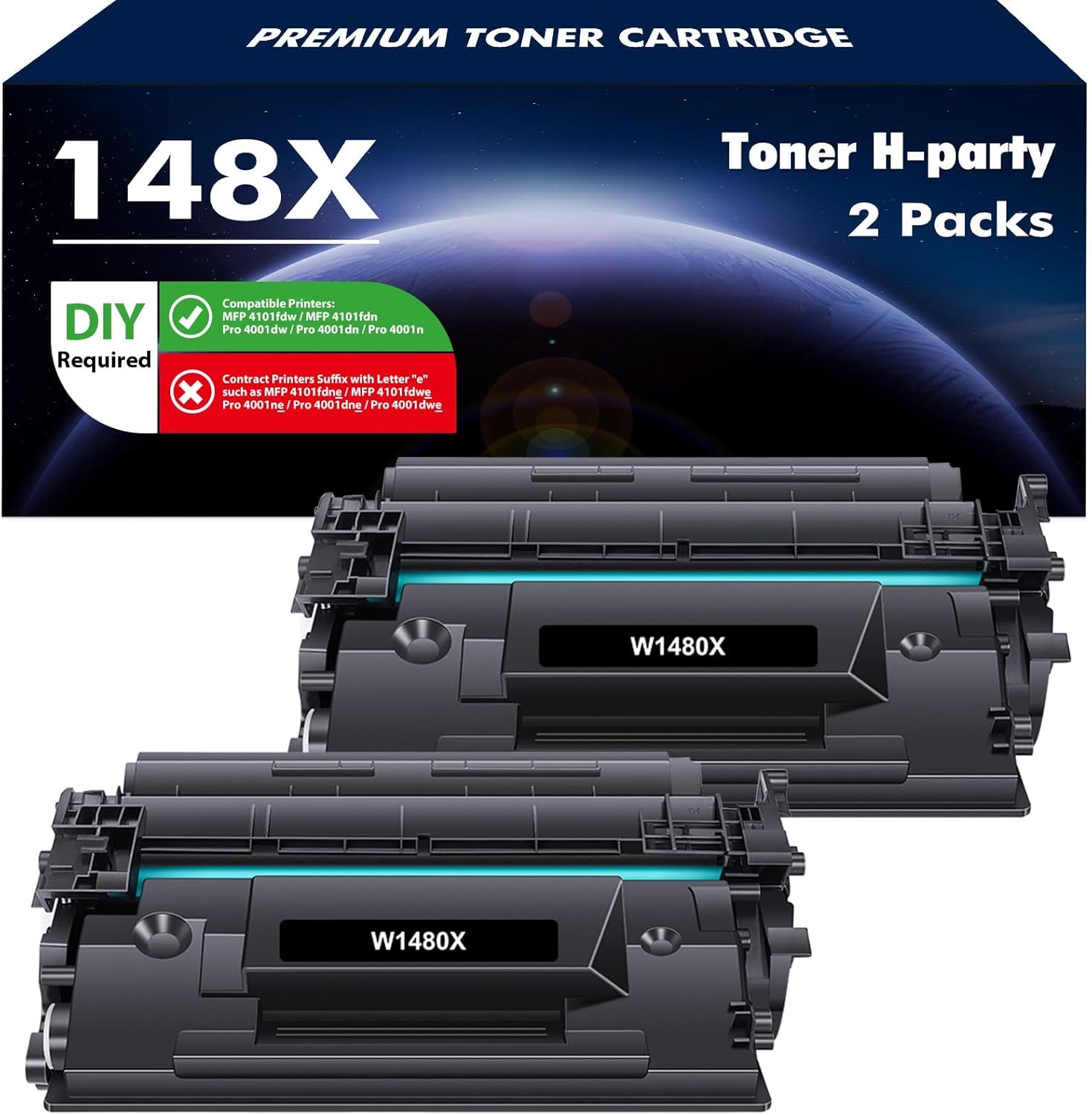 148X 148A Toner Cartridge Black High Yield 2 Pack Compatible Replacement for HP...