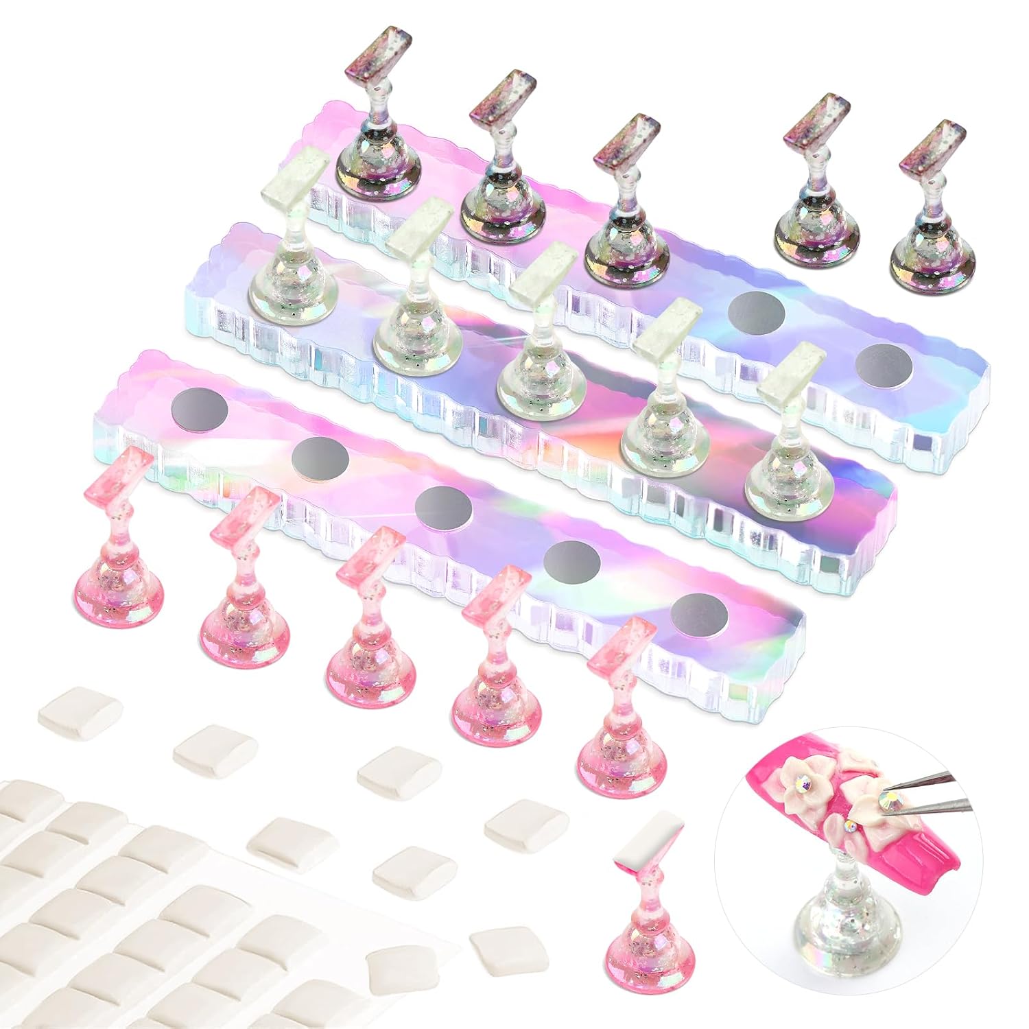 Saviland Nail Holder For Painting Nails: 15pcs Strong Magnetic Aurora Nail Stand...