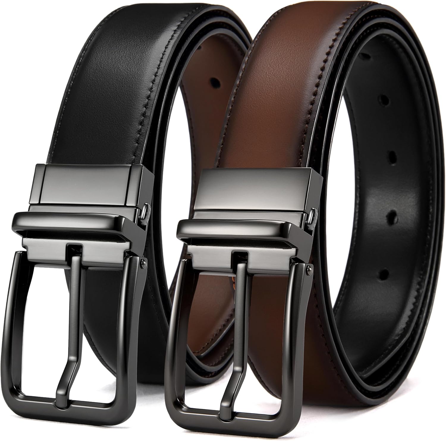 CHAOREN Mens Belts Leather Reversible - One Belt, Two Styles for Dress and Casua...