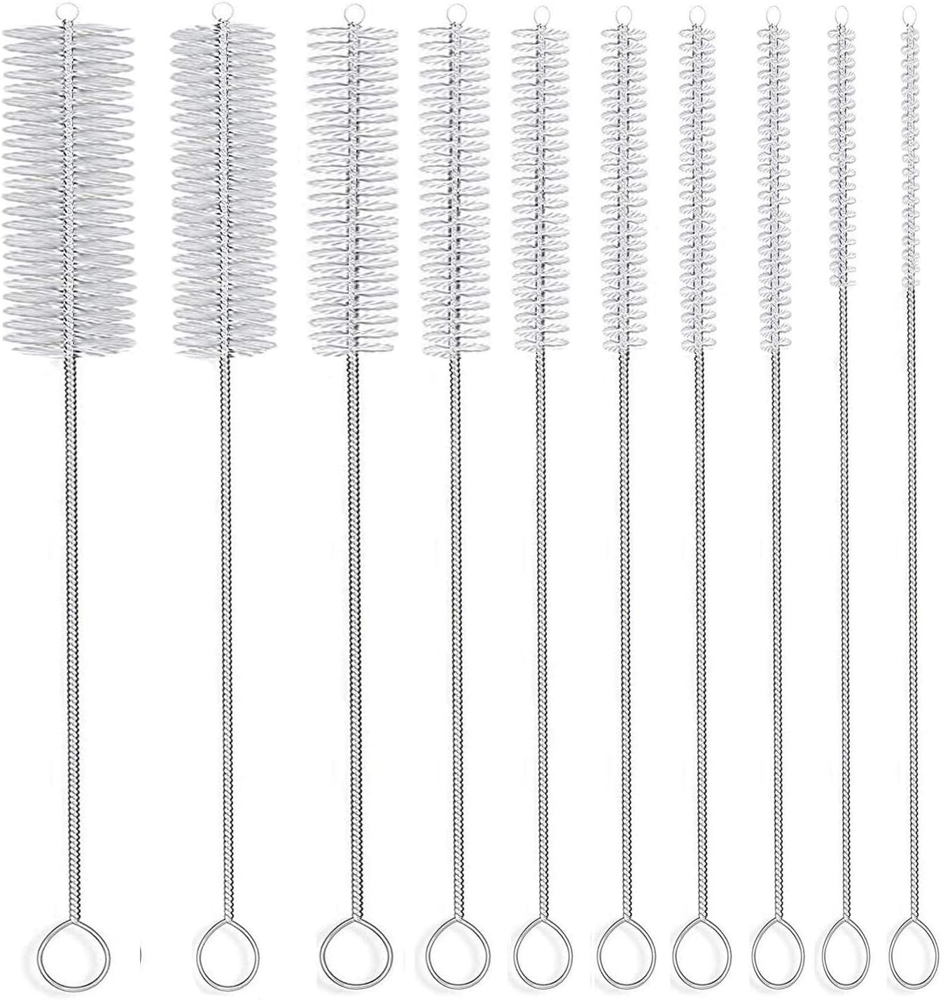 Long Straw Brush, Nylon Pipe Tube Cleaner 8-ihch 10 Different Diameters Set of 1...