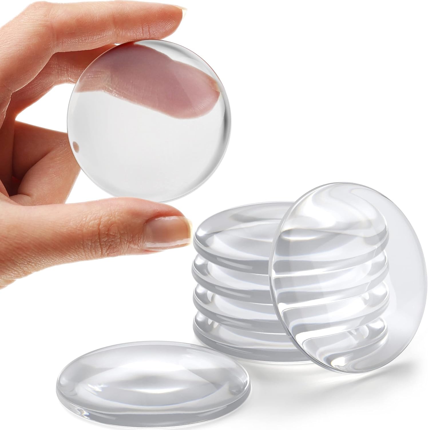 Strongest Home Wall & Door Handle Stopper 2" Set. 6 Pieces of Clear Rubber Door...