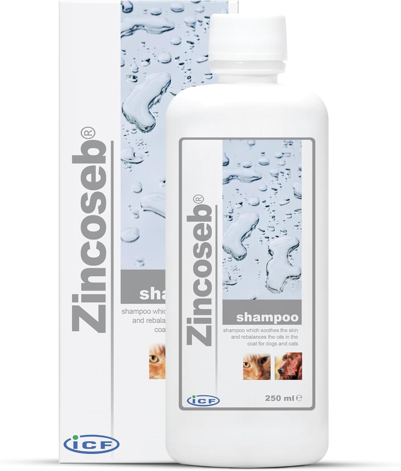 ICF Zincoseb Dog Shampoo for Itchy Skin Relief Anti Itch + Antifungal + Antibact...