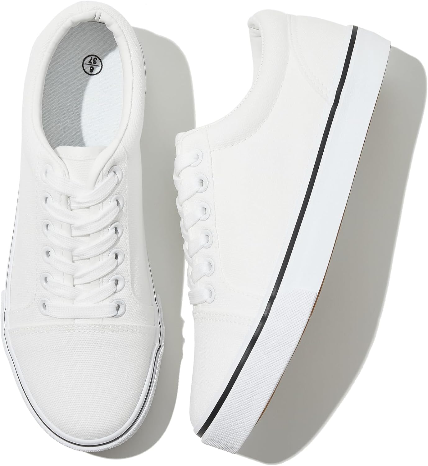 Canvas Shoes for Women White Canvas Sneakers Womens Casual Shoes Low Top Black S...