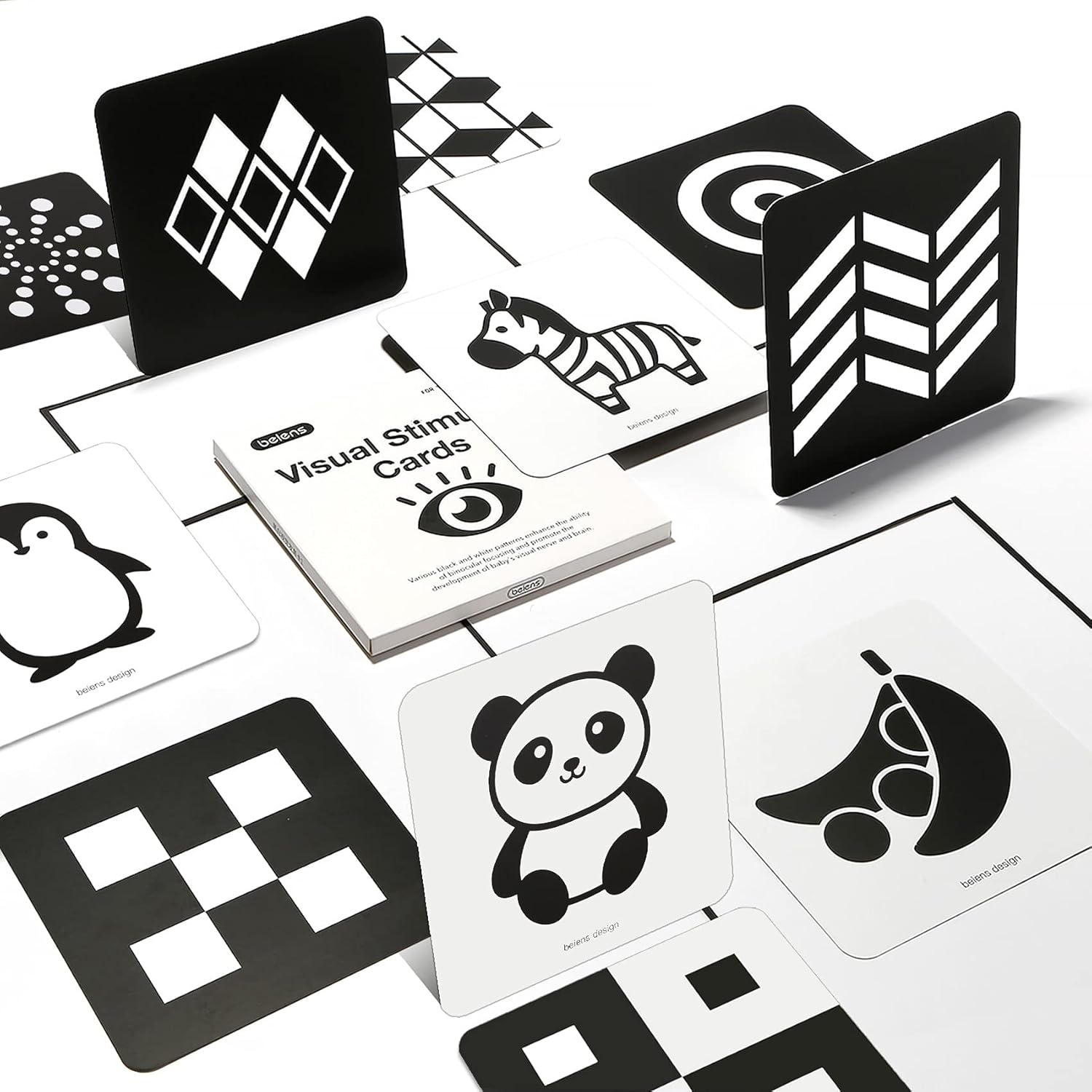 beiens High Contrast Baby Flashcards, Newborn Brain Development Toys, Visual Sti...