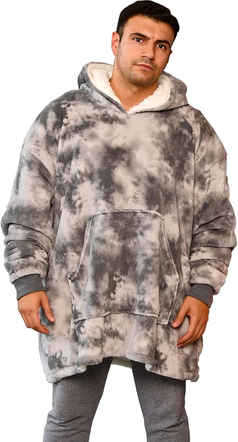 Dreamscene Tie Dye Oversized Hoodie Blanket Pullover Soft Sherpa Fleece Comfy We...