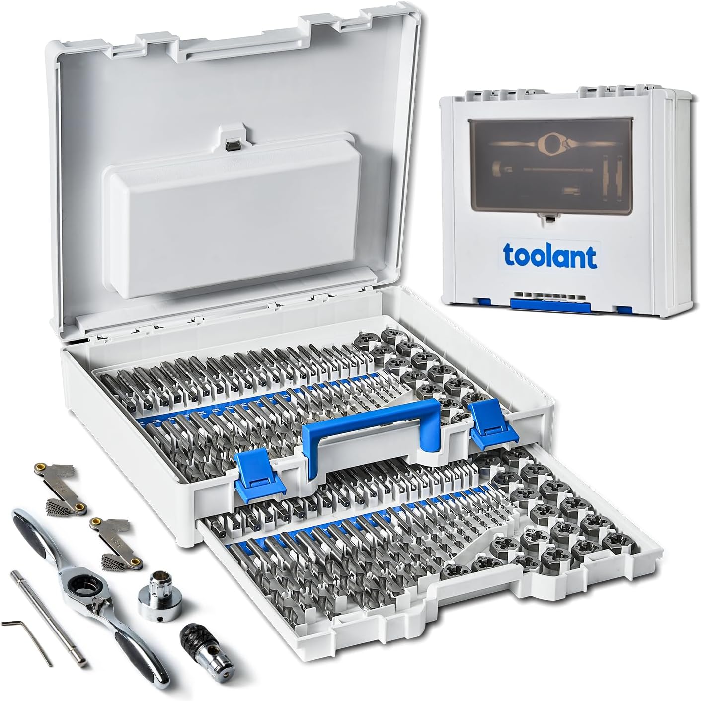 toolant 127pcs SAE/Metric Tap and Die Set, Ratcheting SAE Metric TAP and Die Set...