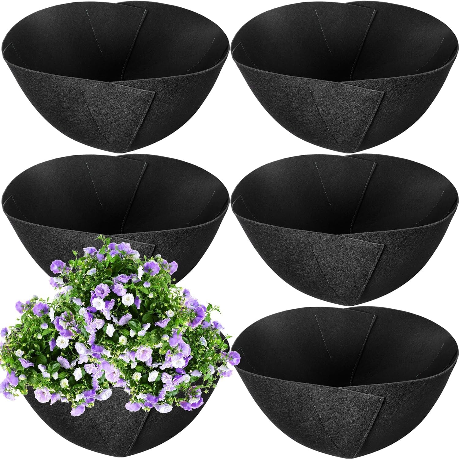 6PCS Fabric Planter Basket Liner - 16inch Felt Flower Pot Liners-Hanging Plant B...