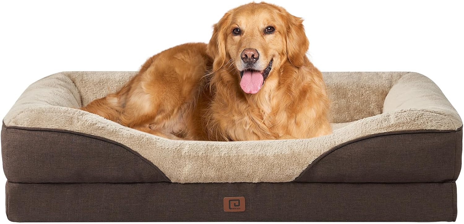 EHEYCIGA XL Dog Bed Memory Foam, Extra Large Orthopedic Dog Beds Sofa with Sides...