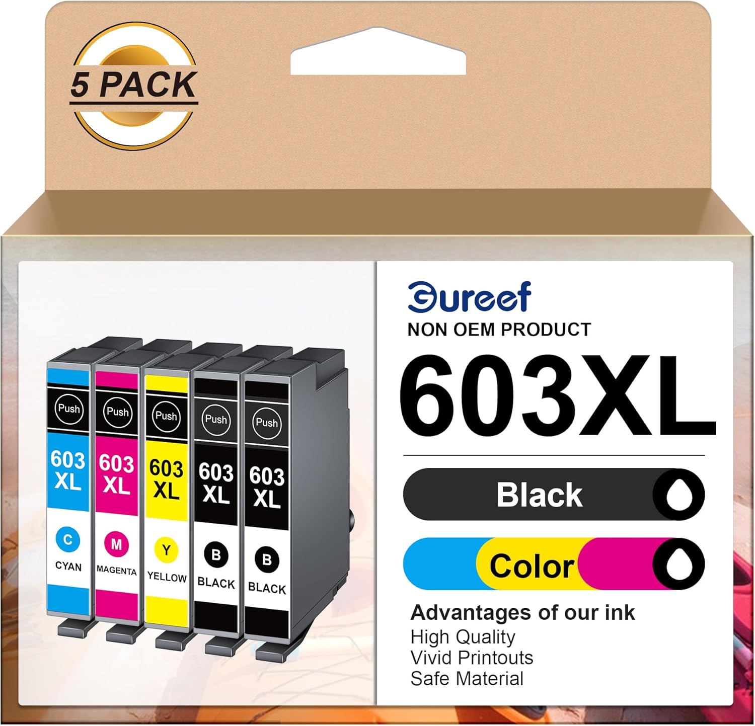 Gureef 603XL Ink Cartridges for Epson 603 for Epson 603XL Ink Cartridges Multipa...