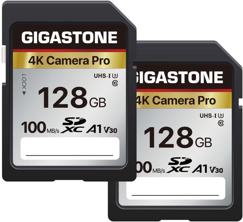 Gigastone SD Card 128GB 2-Pack, High-Speed 128GB SD Card 4K Ultra HD (UHD) Video...