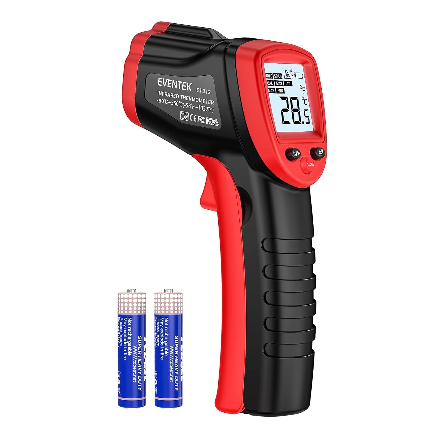 Eventek Infrared Thermometer Gun 50 ° C ~ 550 ° C (-58 ° F ~ 1022 ° F), Non-Cont...
