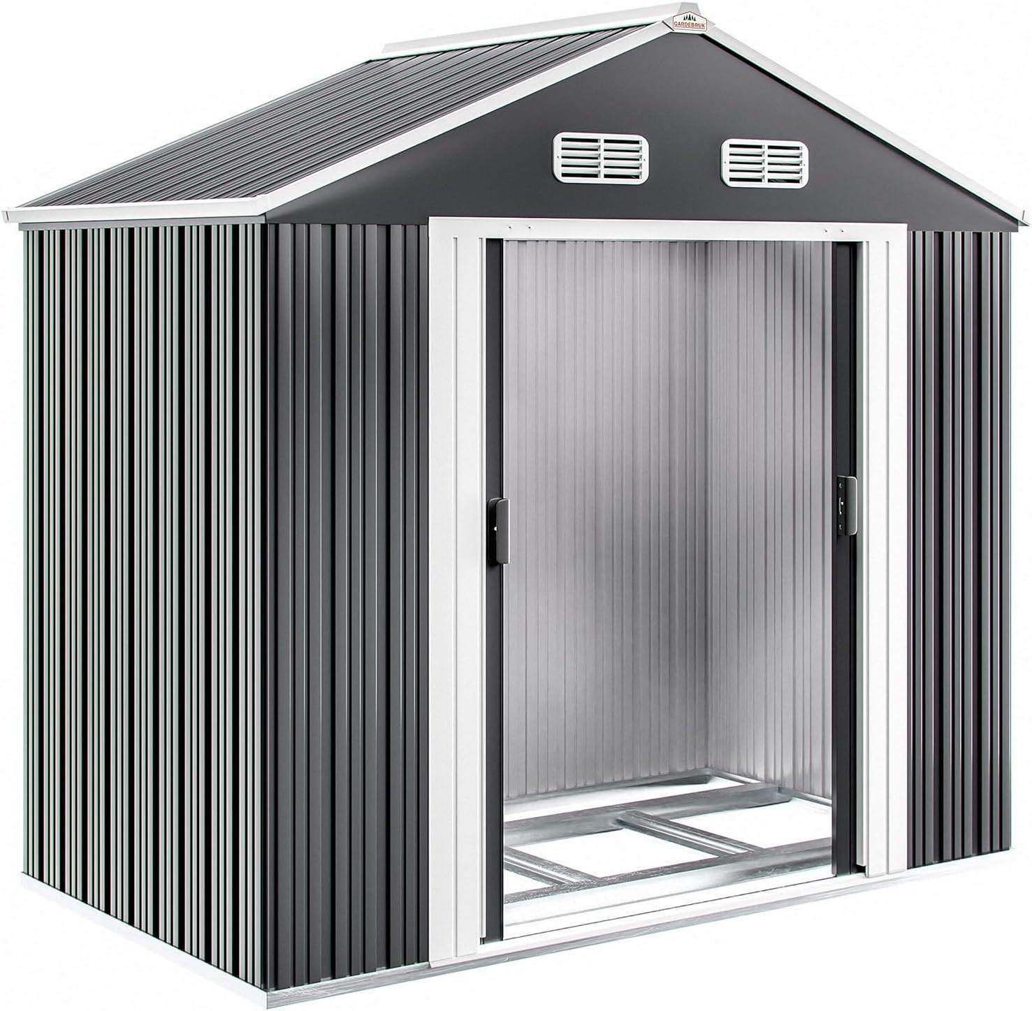 GARDEBRUK® Large 6x4' Metal Tool Shed With Foundation | 2m² 4m³ | Apex Roof | 19...
