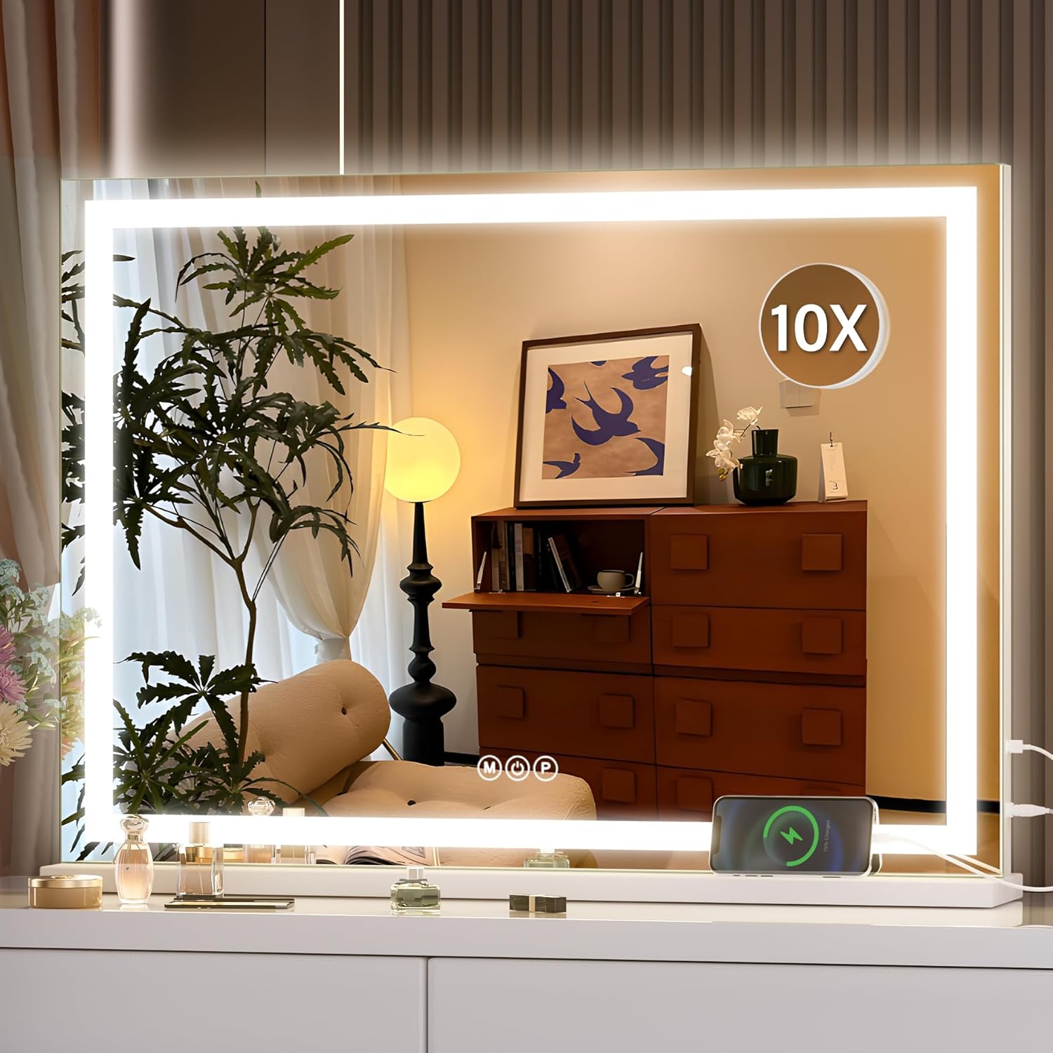 Hasipu Vanity Mirror with Lights, 70 x 50cm LED Makeup Mirror, Lighted Makeup Mi...