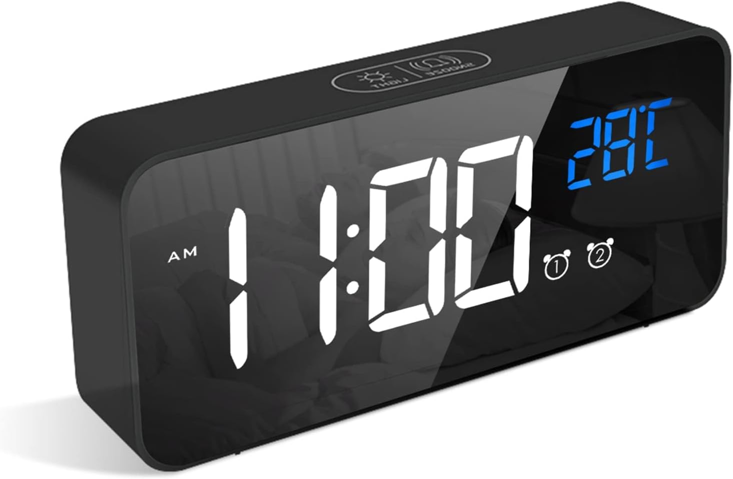 LATEC Digital Alarm Clock with Big LED Temperature Display, Bedside Clock with 1...